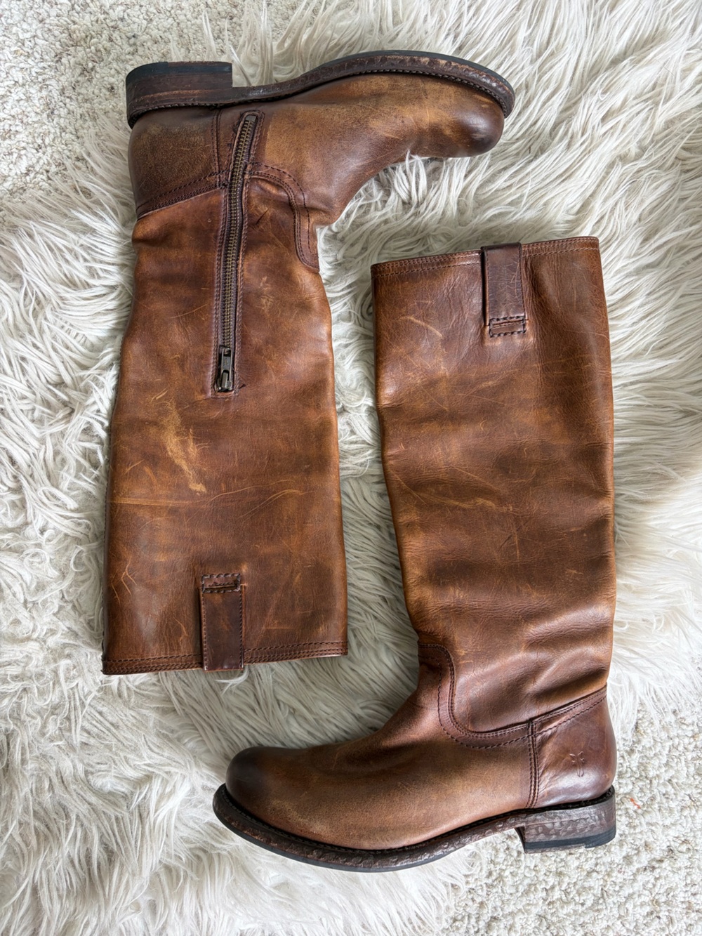 Frye Brown Leather Tall Melissa Campus Boots